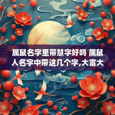 属鼠名字里带慧字好吗 属鼠人名字中带这几个字,大富大贵,转发行大运