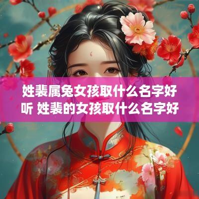 姓裴属兔女孩取什么名字好听 姓裴的女孩取什么名字好