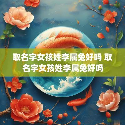 取名字女孩姓李属兔好吗 取名字女孩姓李属兔好吗