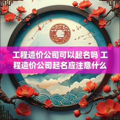 工程造价公司可以起名吗 工程造价公司起名应注意什么