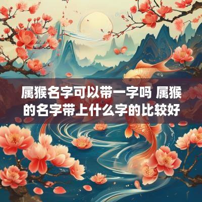 属猴名字可以带一字吗 属猴的名字带上什么字的比较好