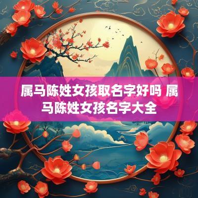 属马陈姓女孩取名字好吗 属马陈姓女孩名字大全
