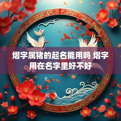 熠字属猪的起名能用吗 熠字用在名字里好不好