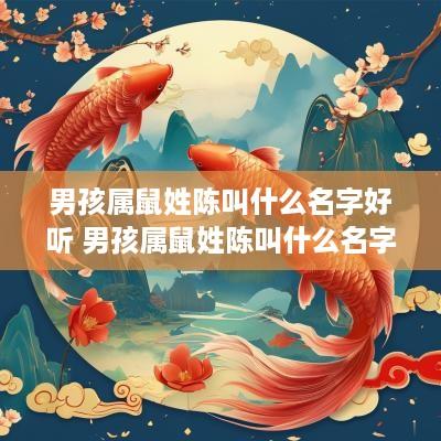 男孩属鼠姓陈叫什么名字好听 男孩属鼠姓陈叫什么名字好听点