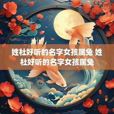 姓杜好听的名字女孩属兔 姓杜好听的名字女孩属兔