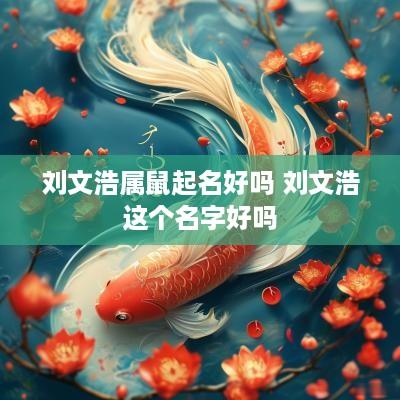 刘文浩属鼠起名好吗 刘文浩这个名字好吗