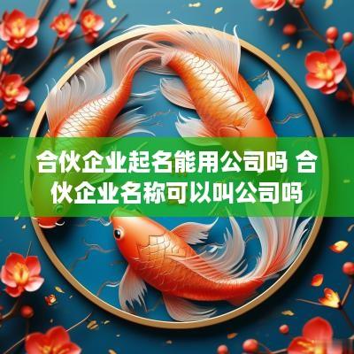 合伙企业起名能用公司吗 合伙企业名称可以叫公司吗