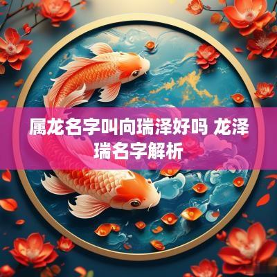 属龙名字叫向瑞泽好吗 龙泽瑞名字解析