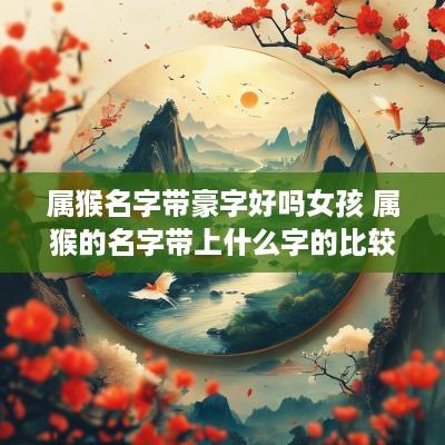 属猴名字带豪字好吗女孩 属猴的名字带上什么字的比较好