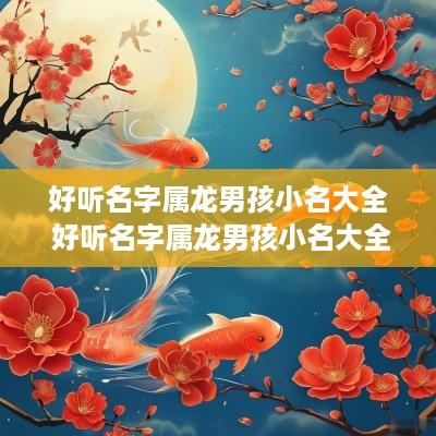 好听名字属龙男孩小名大全 好听名字属龙男孩小名大全四个字
