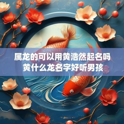 属龙的可以用黄浩然起名吗 黄什么龙名字好听男孩