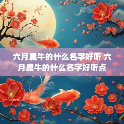 六月属牛的什么名字好听 六月属牛的什么名字好听点