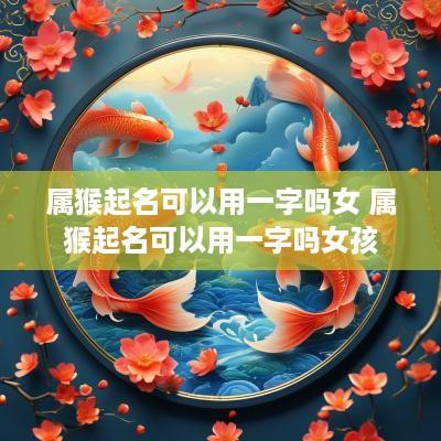 属猴起名可以用一字吗女 属猴起名可以用一字吗女孩