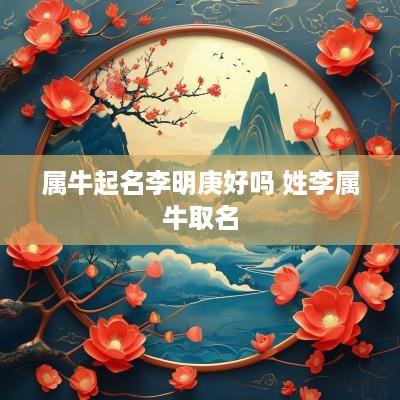 属牛起名李明庚好吗 姓李属牛取名