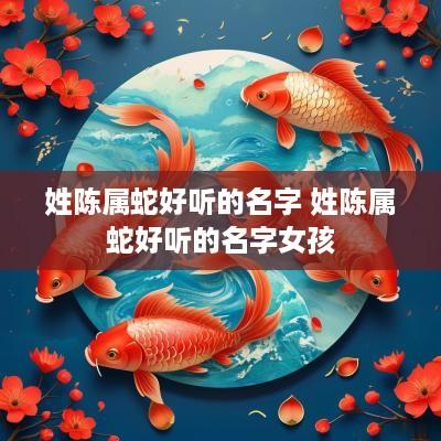 姓陈属蛇好听的名字 姓陈属蛇好听的名字女孩