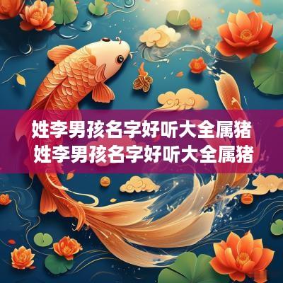 姓李男孩名字好听大全属猪 姓李男孩名字好听大全属猪女孩