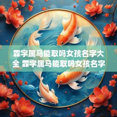 霖字属马能取吗女孩名字大全 霖字属马能取吗女孩名字大全四个字