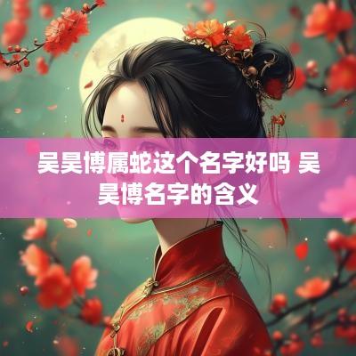 吴昊博属蛇这个名字好吗 吴昊博名字的含义