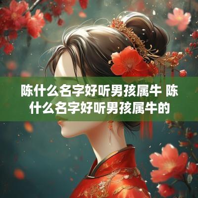陈什么名字好听男孩属牛 陈什么名字好听男孩属牛的