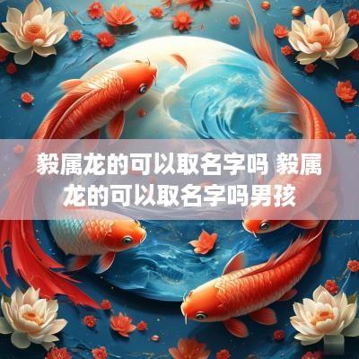毅属龙的可以取名字吗 毅属龙的可以取名字吗男孩