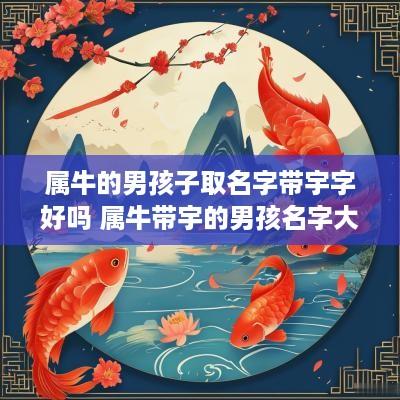 属牛的男孩子取名字带宇字好吗 属牛带宇的男孩名字大全