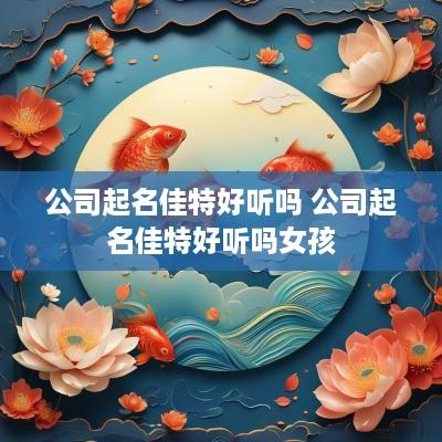 公司起名佳特好听吗 公司起名佳特好听吗女孩