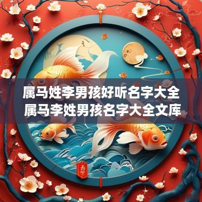 属马姓李男孩好听名字大全 属马李姓男孩名字大全文库
