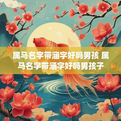 属马名字带涵字好吗男孩 属马名字带涵字好吗男孩子