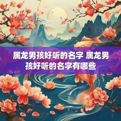 属龙男孩好听的名字 属龙男孩好听的名字有哪些