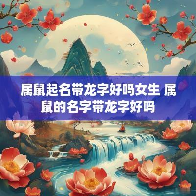 属鼠起名带龙字好吗女生 属鼠的名字带龙字好吗
