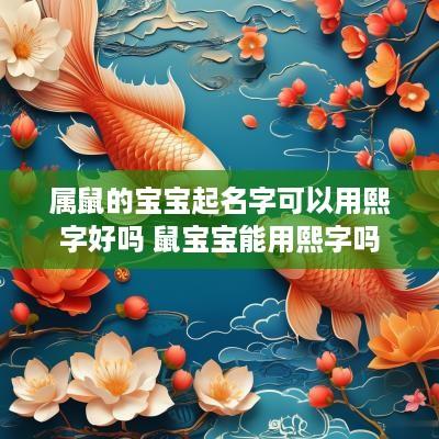 属鼠的宝宝起名字可以用熙字好吗 鼠宝宝能用熙字吗