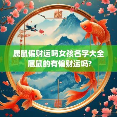 属鼠偏财运吗女孩名字大全 属鼠的有偏财运吗?