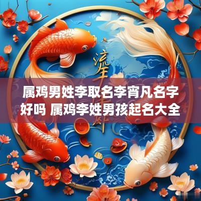 属鸡男姓李取名李宵凡名字好吗 属鸡李姓男孩起名大全