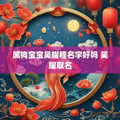 属狗宝宝吴耀程名字好吗 吴耀取名