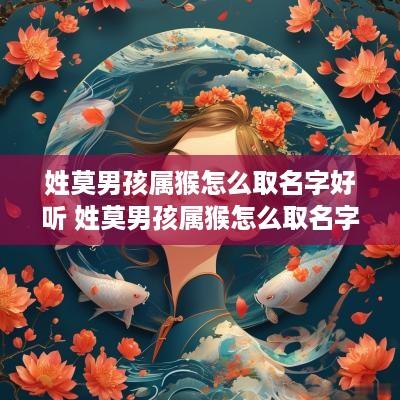 姓莫男孩属猴怎么取名字好听 姓莫男孩属猴怎么取名字好听点