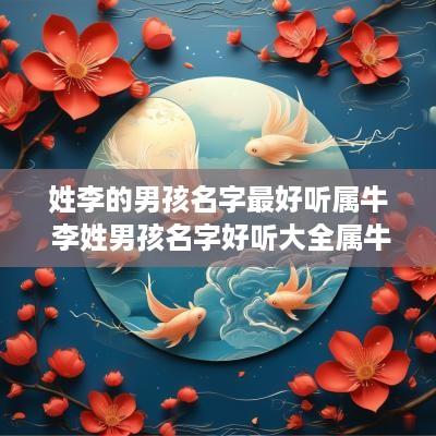 姓李的男孩名字最好听属牛 李姓男孩名字好听大全属牛