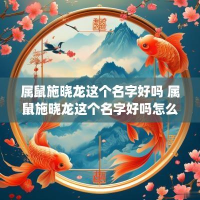属鼠施晓龙这个名字好吗 属鼠施晓龙这个名字好吗怎么读