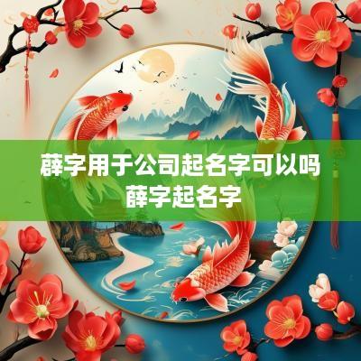 薜字用于公司起名字可以吗 薛字起名字
