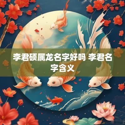 李君硕属龙名字好吗 李君名字含义