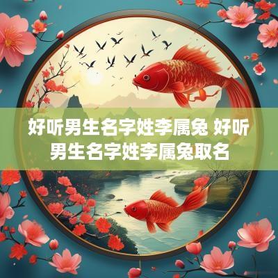 好听男生名字姓李属兔 好听男生名字姓李属兔取名