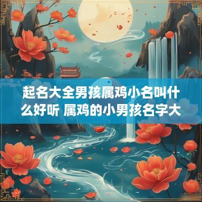 起名大全男孩属鸡小名叫什么好听 属鸡的小男孩名字大全