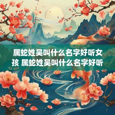 属蛇姓吴叫什么名字好听女孩 属蛇姓吴叫什么名字好听女孩子