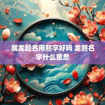 属龙起名用熙字好吗 龙熙名字什么意思