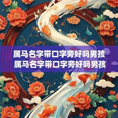 属马名字带口字旁好吗男孩 属马名字带口字旁好吗男孩子