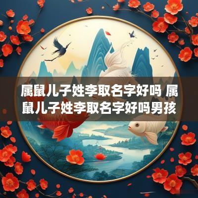 属鼠儿子姓李取名字好吗 属鼠儿子姓李取名字好吗男孩