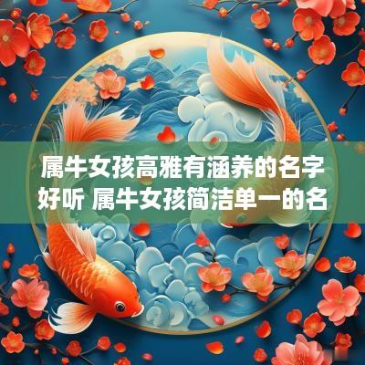 属牛女孩高雅有涵养的名字好听 属牛女孩简洁单一的名字