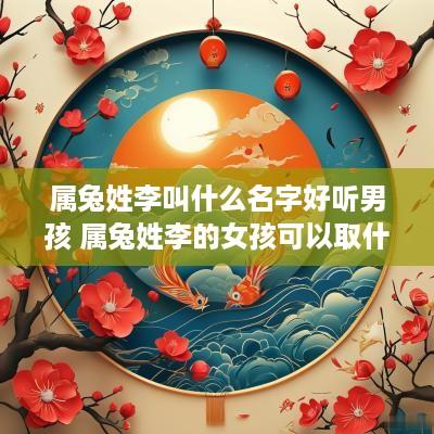 属兔姓李叫什么名字好听男孩 属兔姓李的女孩可以取什么名字