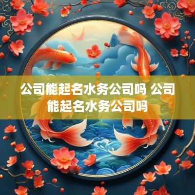 公司能起名水务公司吗 公司能起名水务公司吗