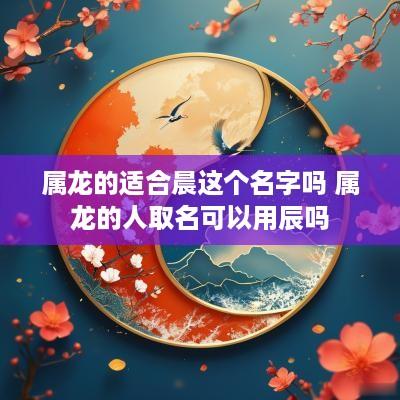 属龙的适合晨这个名字吗 属龙的人取名可以用辰吗