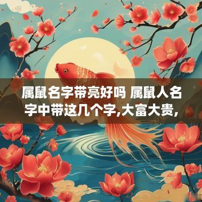 属鼠名字带亮好吗 属鼠人名字中带这几个字,大富大贵,转发行大运